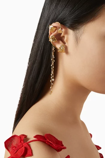 Statement Pearl Ear Cuff in Gold-plated Metal