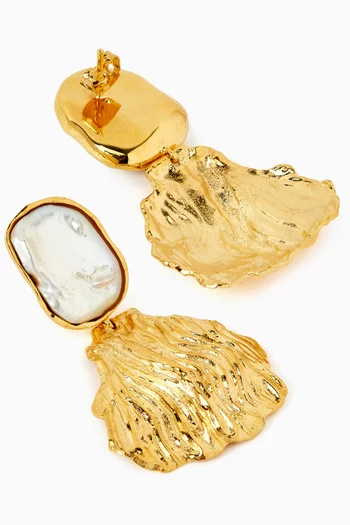 Baroque Pearl Drop Earrings in Gold-plated Metal
