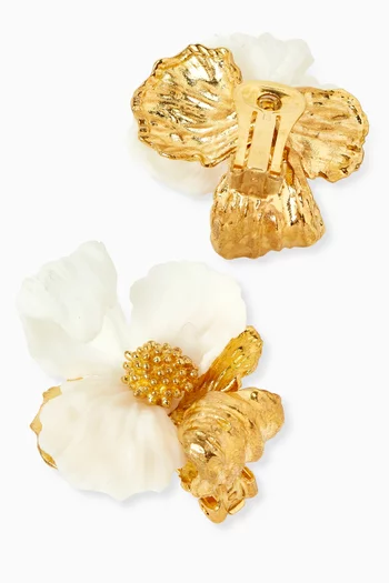 Flower Resin Stud Earrings in Gold-plated Metal
