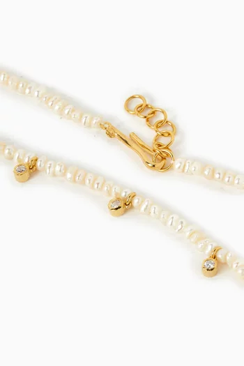 Mini Pearl Necklace in Gold-plated Metal