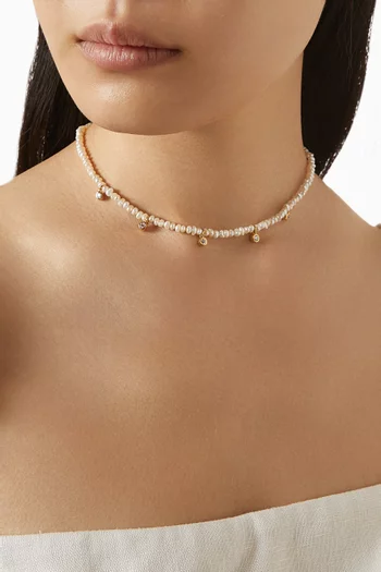 Mini Pearl Necklace in Gold-plated Metal