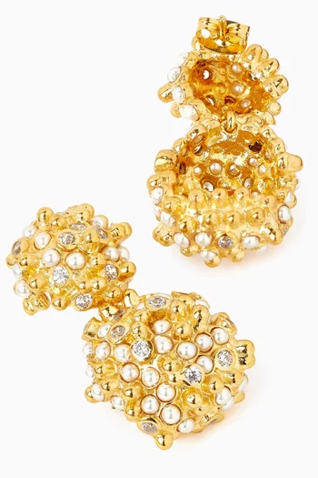 Statement Orbs Pearl Earrings in Gold-plated Metal