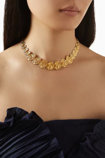 Statement Petal Choker Necklace in Gold-plated Metal