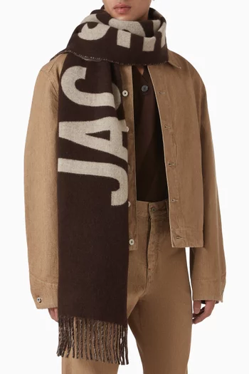 Striped Logo Scarf in Wool