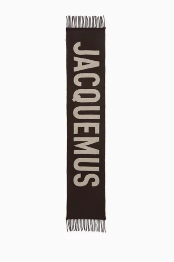 Striped Logo Scarf in Wool