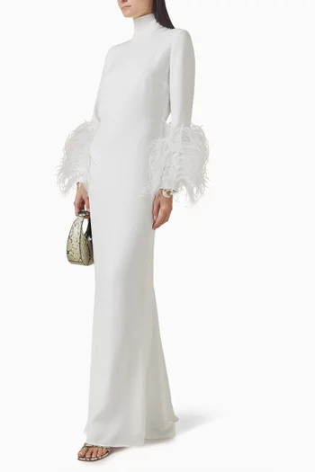 فستان سهرة أريوس بأساور بريش كريب