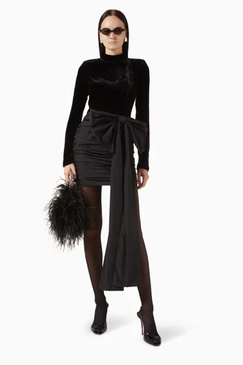 Bow Mini Dress in Velvet