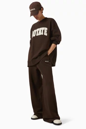 سويت شيرت بقصة فضفاضة ومطرز بشعار الماركة قطن عضوي