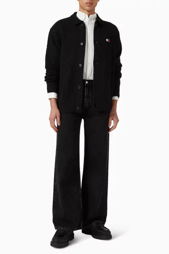 Badge Knitted Cardigan in Wool-blend