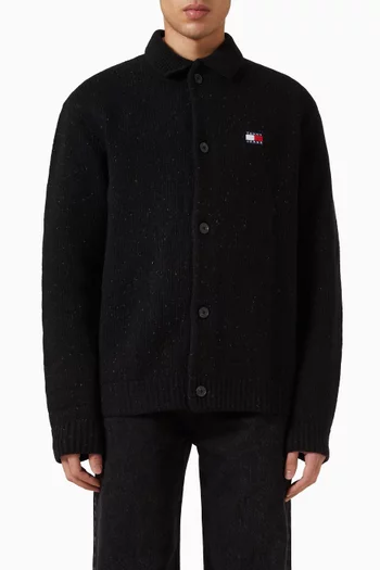 Badge Knitted Cardigan in Wool-blend