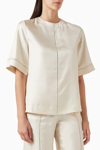 تي شيرت هافانا بحياكة دانتيل حرير