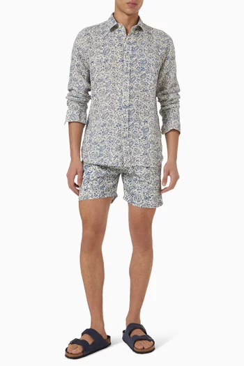 قميص بقصة عادية كتان