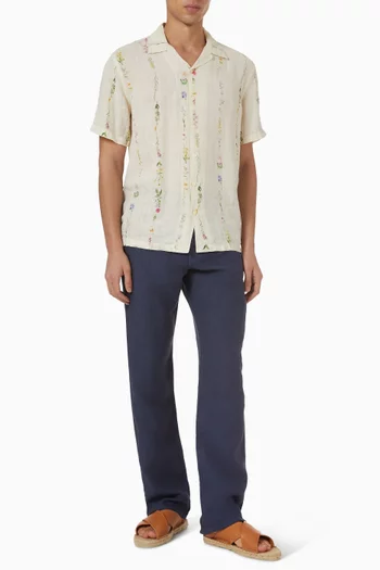 قميص بقصة عادية كتان