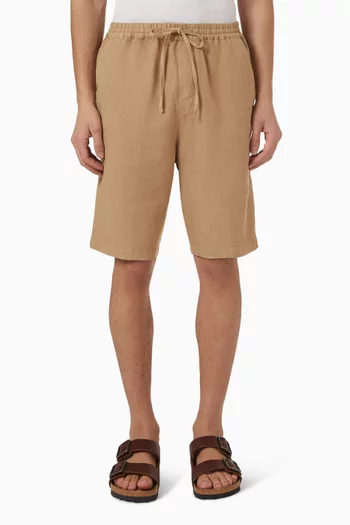 Elasticated Waist Bermuda Shorts in Linen