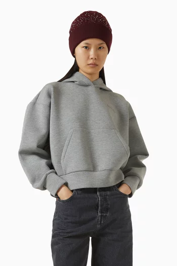 قبعة بيني بنقشة شعار حرفي GG مطرزة بالكريستال صوف