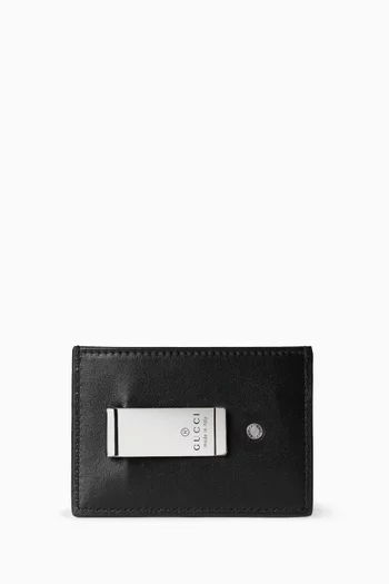 GG Marmont Money Clip Card Case in Leather