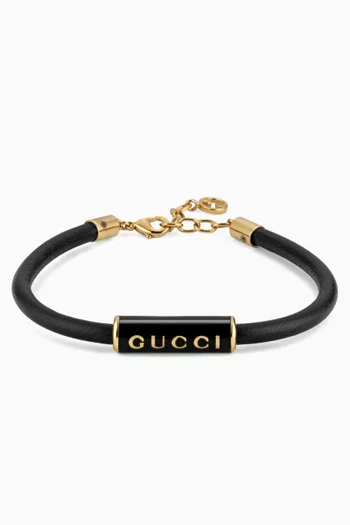Enamel Logo Bracelet in Leather