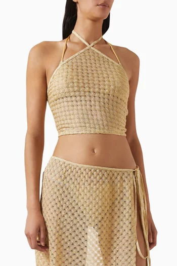 بلوزة بحمالة حول الرقبة للارتداء فوق ملابس السباحة