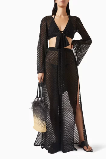 بلوزة بتصميم ملفوف للارتداء فوق ملابس السباحة