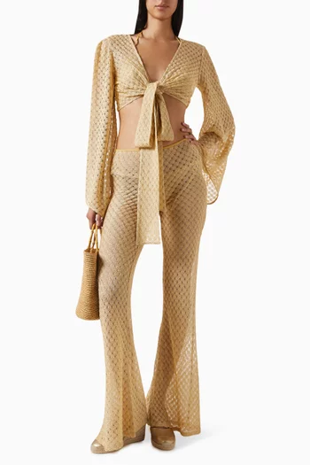 بلوزة بتصميم ملفوف للارتداء فوق ملابس السباحة