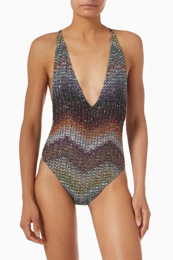 Sequin-embellished One-piece Swimsuit