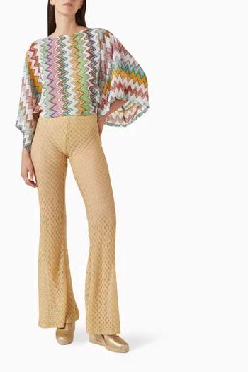 بلوزة بنقشة خطوط متعرجة مزيج فيسكوز