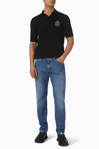 تي شيرت بولو مطرز بشعار الماركة قطن