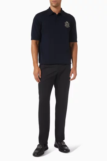 تي شيرت بولو مطرز بشعار الماركة قطن