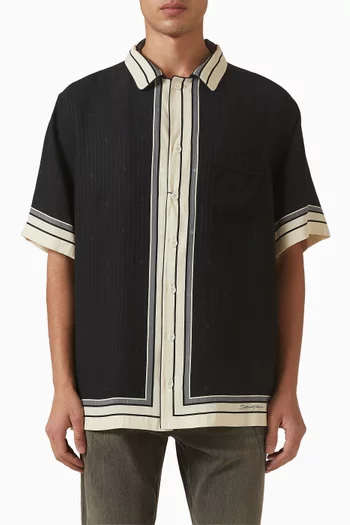 Logo & Stripe-print Hawaii Shirt in Silk