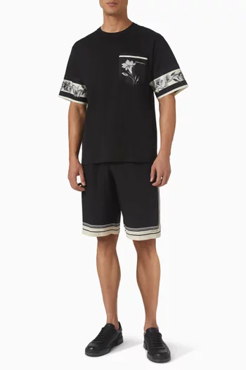 Floral-print T-shirt in Cotton-silk Blend