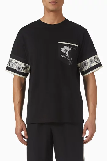 Floral-print T-shirt in Cotton-silk Blend