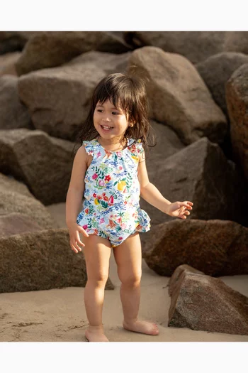 لباس سباحة أديسون قطعة واحدة مزين بنقشة