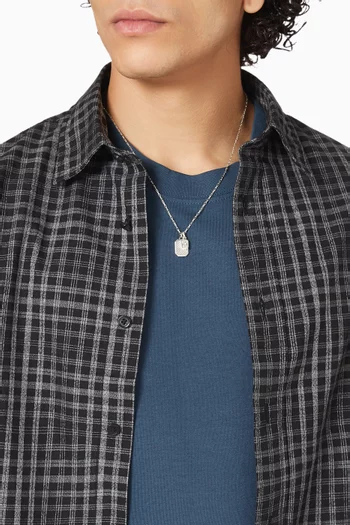 قلادة هومباج بحجر توباز ثماني الأضلاع وسلسلة بحلقات على شكل مشبك ورق فضة إسترلينية