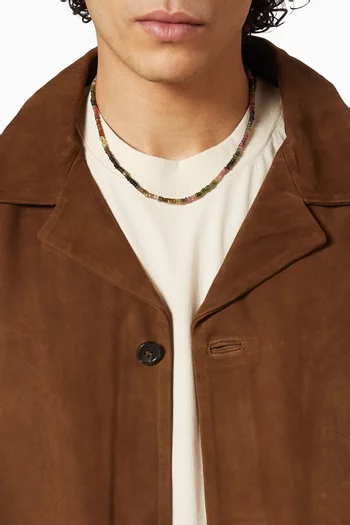 قلادة بخرز تورمالين بألوان متعددة