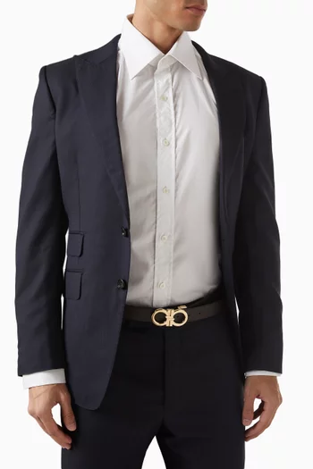 Reversible Gancini Belt in Leather