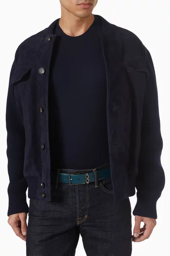 Reversible Gancini Belt in Stamped Calfskin