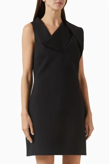 فستان قصير بتصميم غير متماثل مزيج صوف بكر