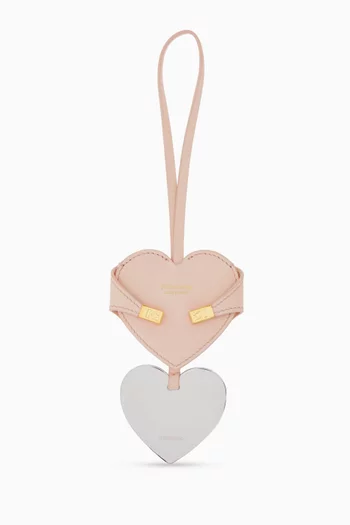 Hug Heart Mirror Charm in Calfskin