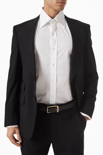 Reversible Gancini Belt in Stamped Calfskin