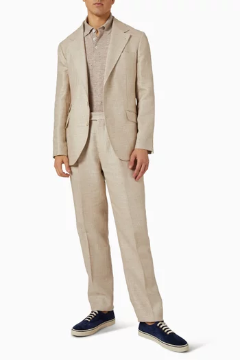 تي شيرت بولو بنسيج قطن وكتان