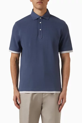 تي شيرت بولو بطبقات للزينة قطن وبيكيه