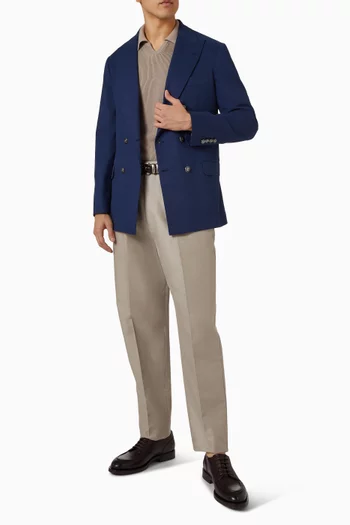 تي شيرت بولو بنسيج مضلع إنجليزي قطن