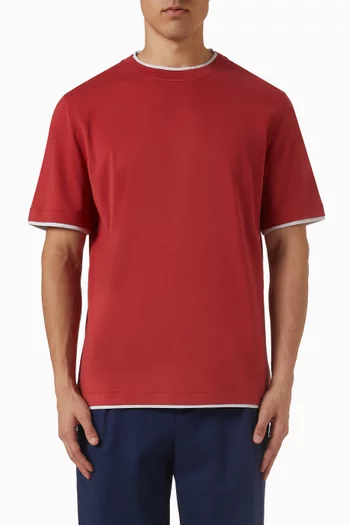 تي شيرت بتصميم طبقتين قطن