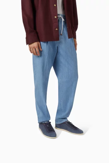 Lace-up Sneakers in Suede & Leather