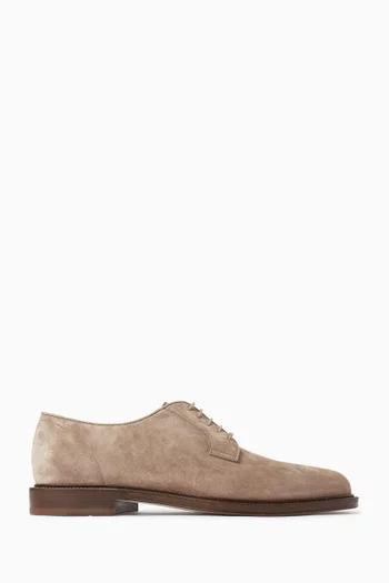 Reversed Derby Shoes in Suede