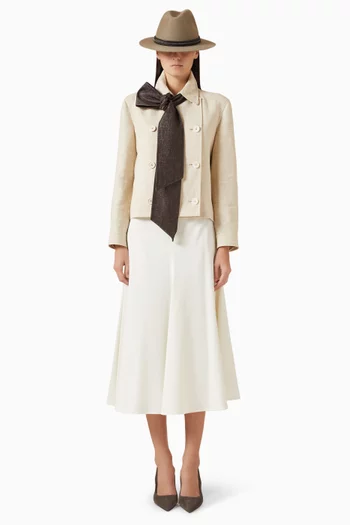 Crop Monili Caban Jacket in Linen Blend