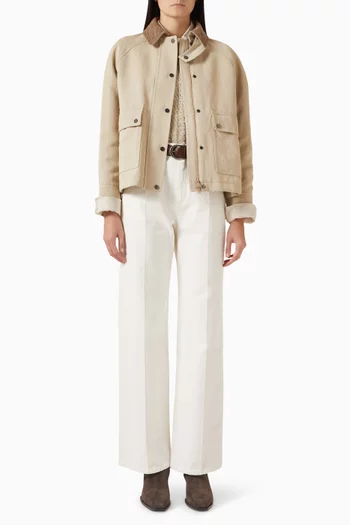 Contrast-collar Jacket in Canvas