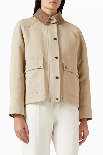 Contrast-collar Jacket in Canvas