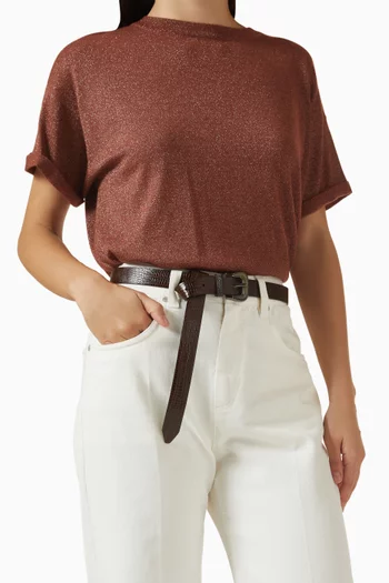 Belt in Lizard-print Leather