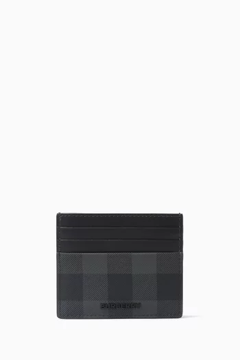 Tall Check Card Case in Canvas